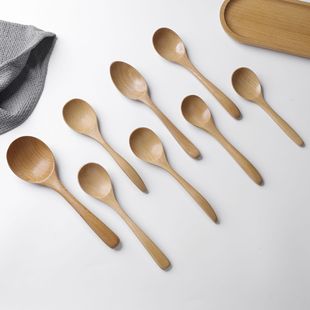 Japanese wooden tableware small size household lotus wood varnish wooden spoon coffee spoon soup spoon spoon meal spoon wholesale