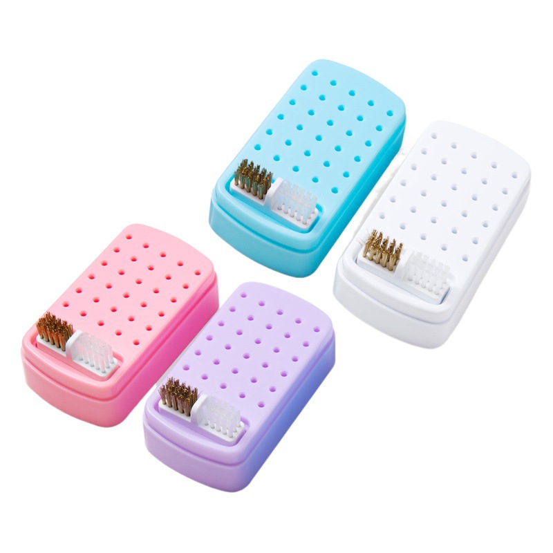 Caja de almacenamiento para brocas de uñas de 30 orificios, estante de almacenamiento para cepillos de limpieza desmontable, expositor de brocas para uñas a prueba de polvo.