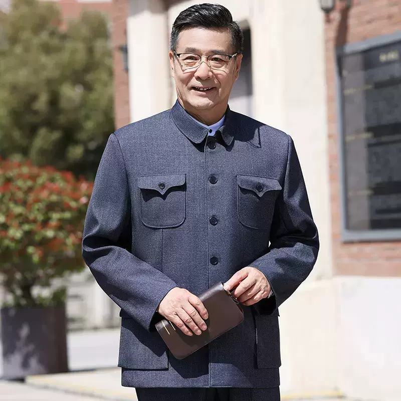 中老年男士春秋加绒唐装夏季中山装养老院扶贫中山服国风中式礼服
