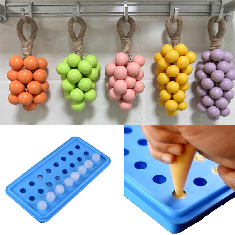 Aromatherapy Candle Round Grape String Silicone Mold DIY Handmade Multi-Hole Soap Ball String Mold
