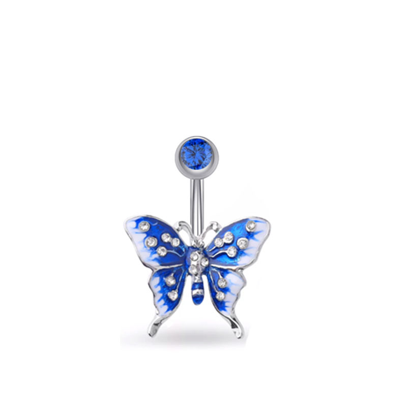 Fashion Heart Shape Butterfly Stainless Steel Plating Inlay Zircon Women's Belly Ring 1 Piece display picture 5