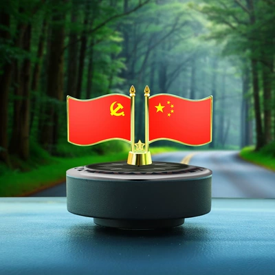 Interior Creative Car Perfume | Car ornaments - five-star-small-red-flag-without-drill-solar-rotation