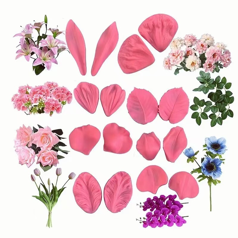 Multiple Decorative Flower Molds, Double-Sided Pressed Peony Flower Silicone Molds, Lily Clay Fondant Cake Printing Tools Multiple Decorative Flower Molds, Double-Sided Pressed Peony Flower Silicone Molds, Lily Clay Fondant Cake Printing Tools