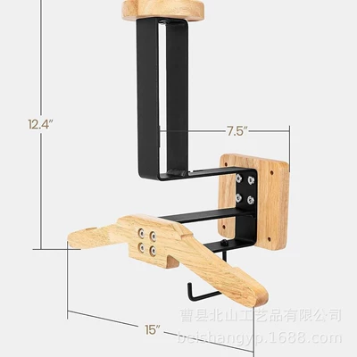 Motorcycle helmet rack helmet hanger wall-mounted helmet display rack with hook motorcycle racing equipment (Motosiklet dəbilqə rəfləri) - wood-color-helmet-hanger