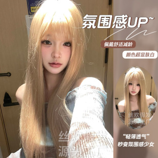 Sihuan wig anchorwoman Lisa with milk tea gold natural long straight hair wig JK full head cover