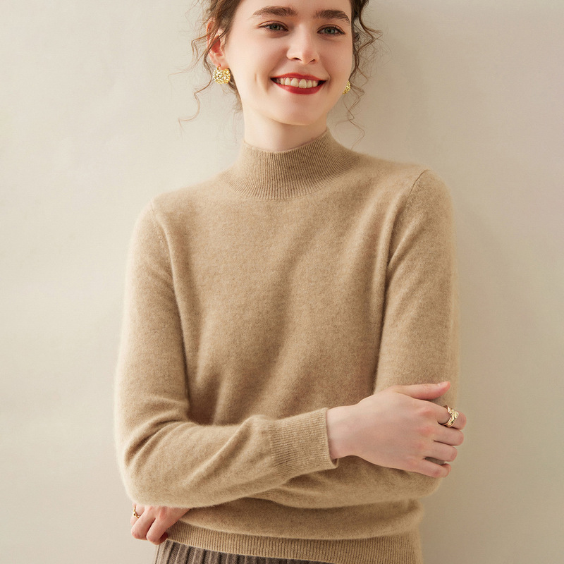 New Autumn and Winter Half-High Collar Women's Fashionable Pullover Loose Warm Base Layer Simple Knitwear New Autumn and Winter Half-High Collar Women's Fashionable Pullover Loose Warm Base Layer Simple Knitwear