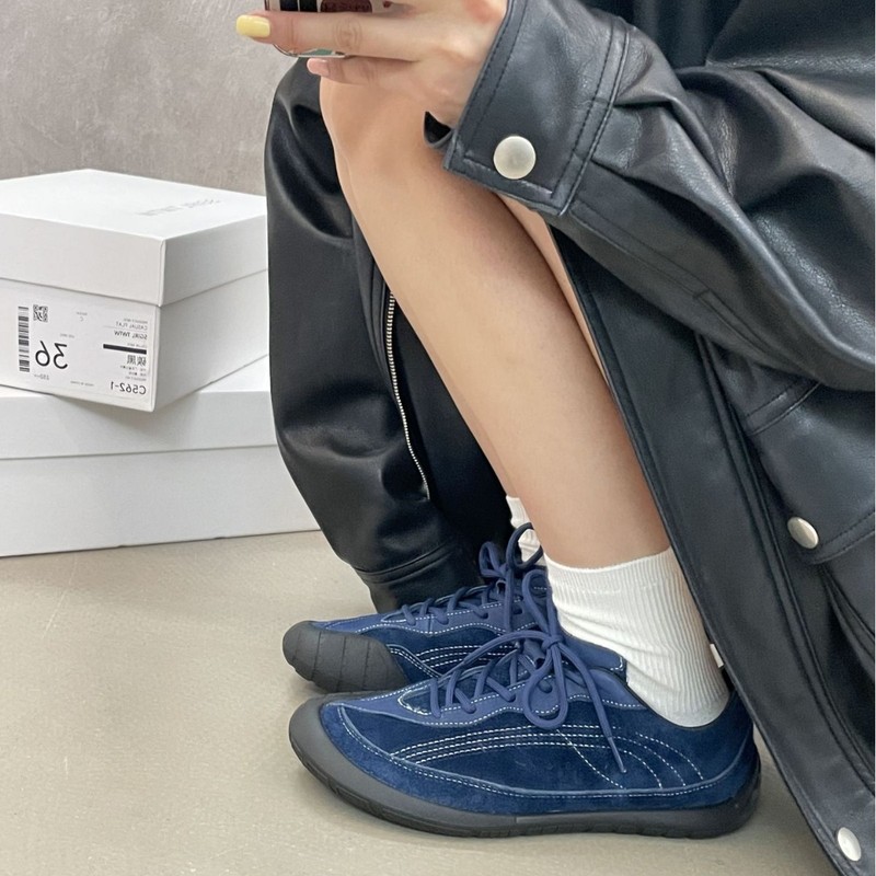 SGIRL TWTW设计感厚底阿甘鞋女2025秋舒适圆头板鞋复古休闲德训鞋|undefined