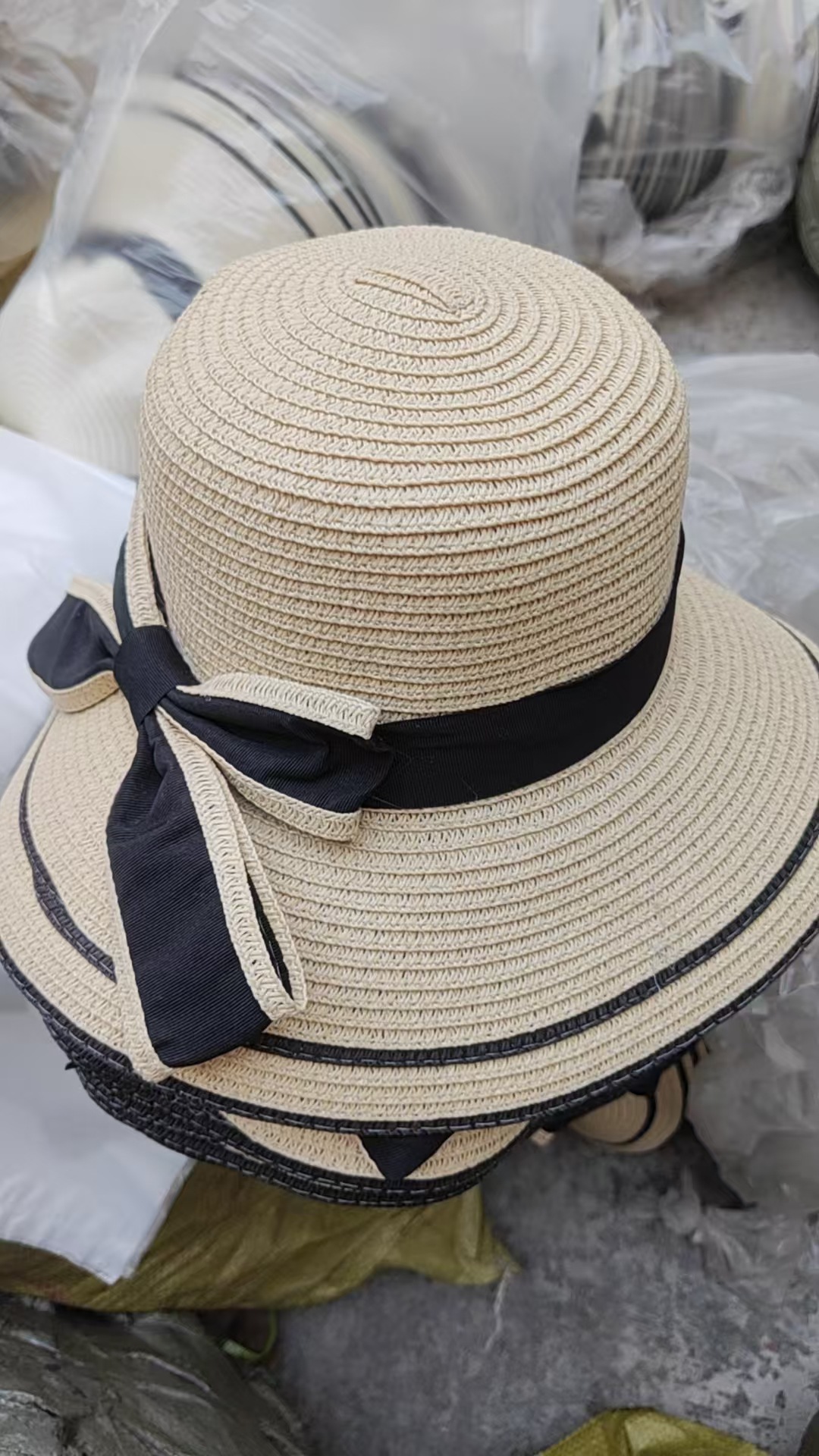 Sombrero de paja femenino estilo coreano, ala grande plegable para vacaciones