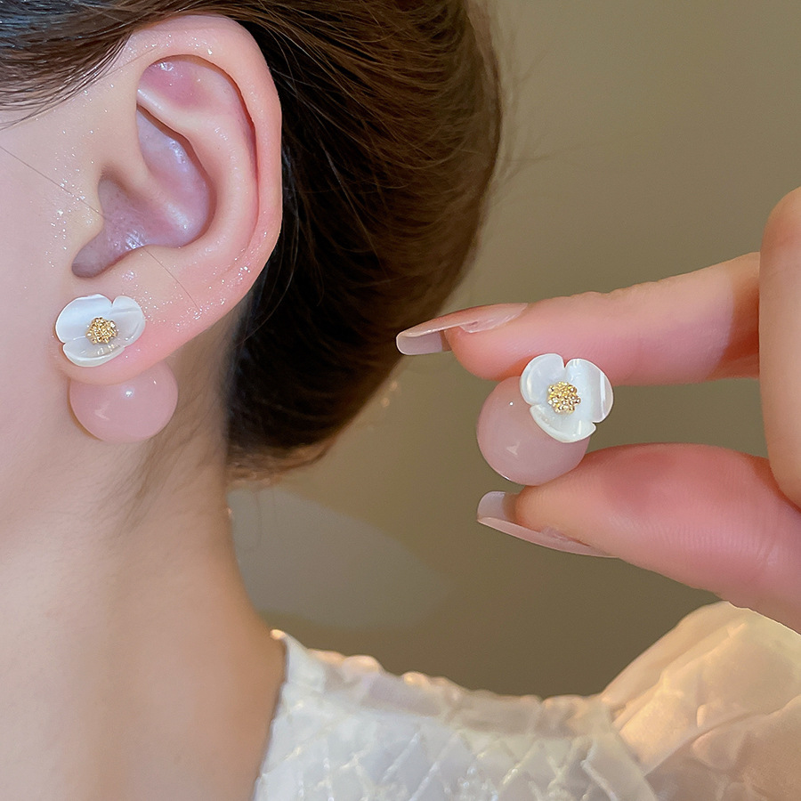 Pendientes de flores de color dopamina de verano Pendientes de todo fósforo de nicho fresco Pendientes de lujo de alta gama de moda al por mayor