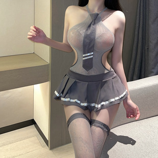 Sexy Lingerie Sexy Temptation-Free Student conjoined mesh JK skirt coquettish passion uniform temptation suit miniskirt