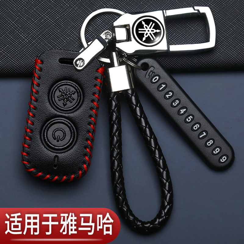 Yamaha Motorcycle Key Cover Genuine Leather Protective Case with Password Lock Buckle Unisex Key Chain Pendant