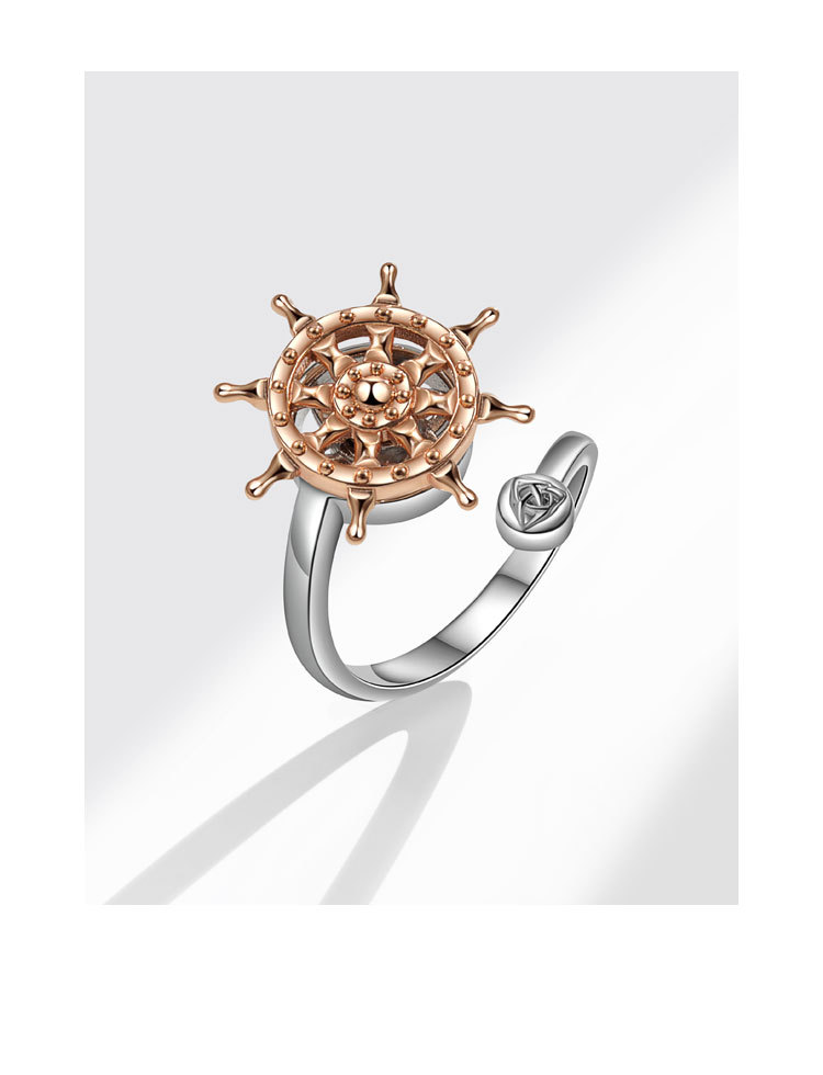 8g Weight Anxiety Ring, Open Rings Classification Adjustable Ring Size 1 Piece Quantity Holiday, Daily Occasion Copper Simple Style Plating Anchor Open Rings Anxiety Ring