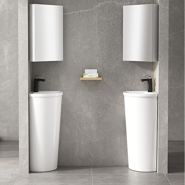 Basínea de estilo nórdico, lavabo cerámico integral, lavabo de lavabo cuadrado, lavabo de lavabo, lavabo de piso