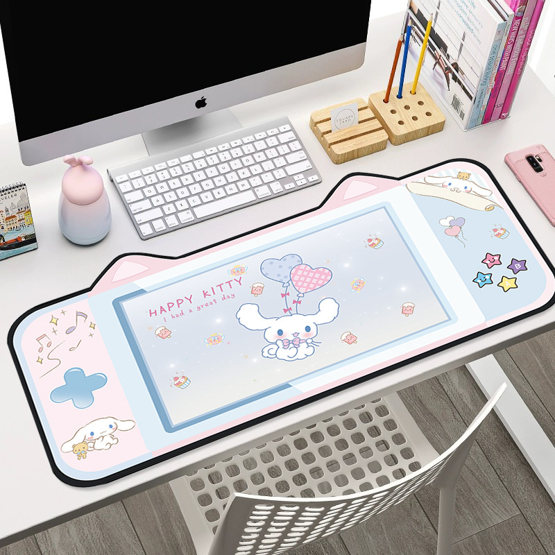 Cute E-Sports Cat Ear Mouse Pad Extra Large Gaming Cartoon Computer Keyboard Pad Creative Office Desk Pad