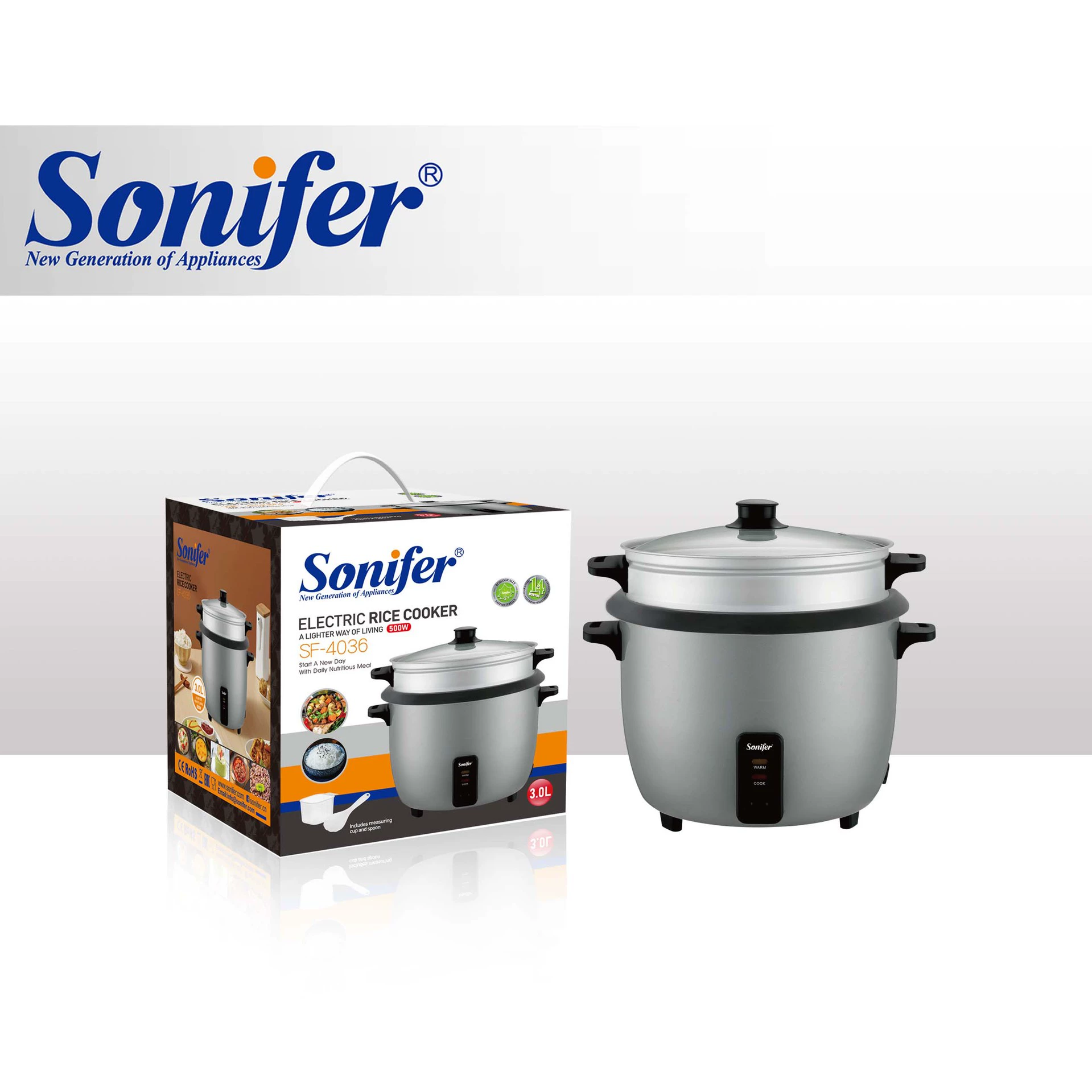 Маленькая бытовая рисоварка Sonifer, мини-рисоварка 3 л SF-4036