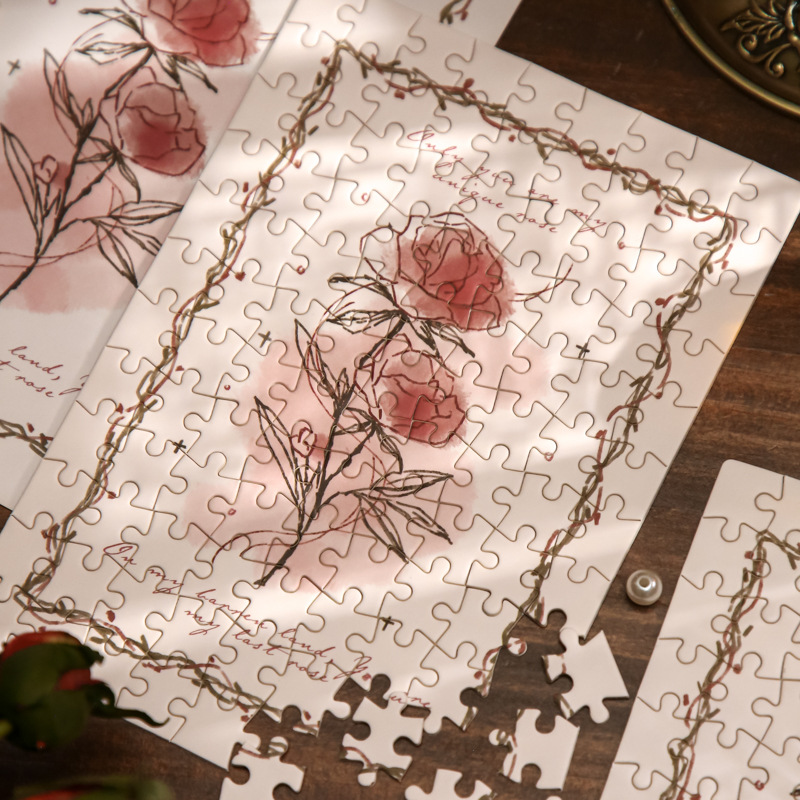 Mr. Paper Jigsaw Gift Box Rose Nomes Series Ligero Retro de alto valor Flores románticas Adornos de escritorio para estudiantes