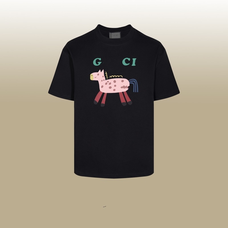 GU ジャンクション ハイバージョン 25SS 新文字 ダブルGプリント ウォッシュ加工 メンズ レディース 半袖Tシャツ 万能|undefined