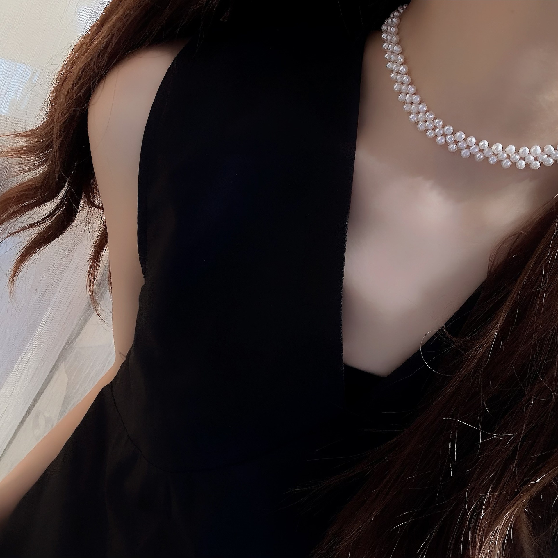 ��ʽ��֯choker������Ȼ��ˮ�����֯����S925���ɵ��ڸ߼�������