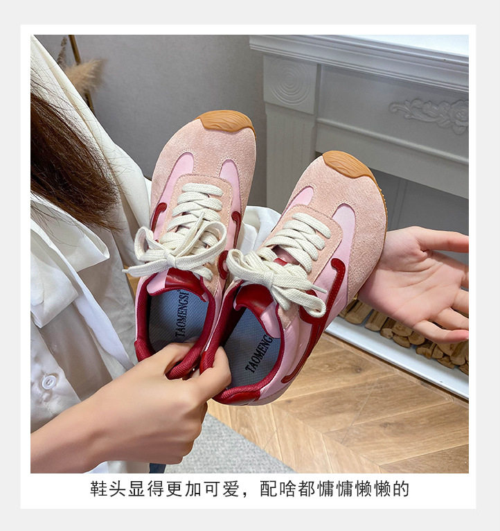 Giày sneaker nữ dáng Agandexun buộc dây tăng chiều cao bên trong 5 cm, mũi tròn, phong cách casual — Màu hồng, Màu nâu đậm, Màu xám, Màu đen chi tiết 12