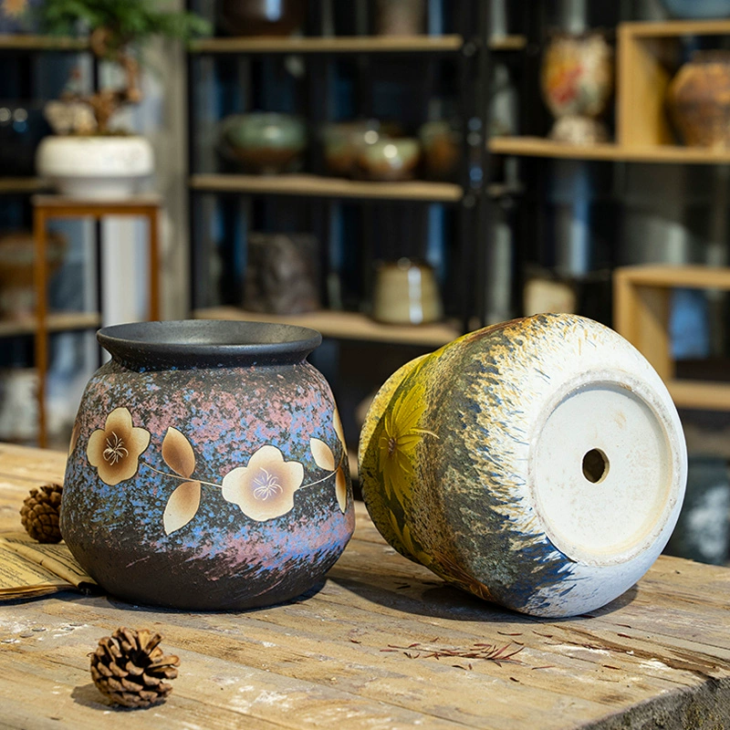 Цветочный горшок керамический маленький красивый двор орхидеи дома большой сеткой красный керамический горшок