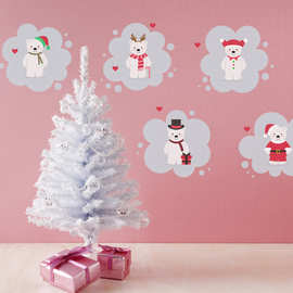 6只圣诞小熊圣诞雪人贴圣诞节儿童房diy装饰贴画可移除Xmas97