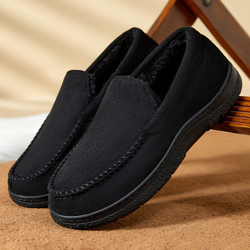Men's Cotton Snow Boots, Fleece Lined and Thick, Large Size, Warm and Comfortable, Snow Boots, One-Piece, Slip-On Shoes