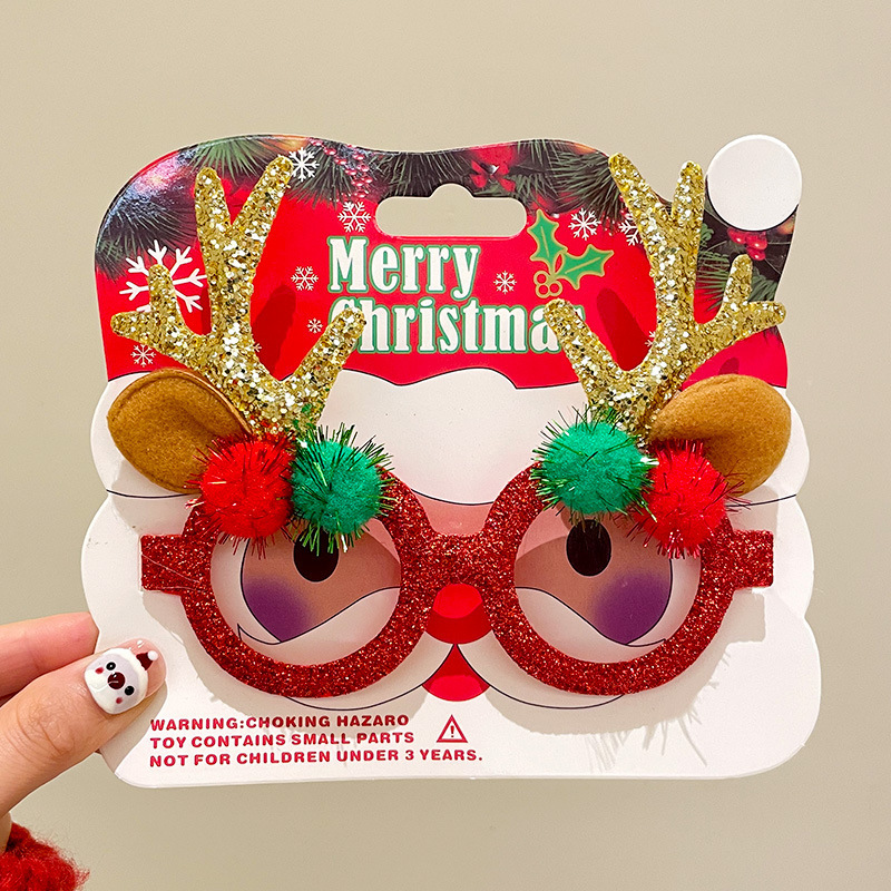 Nuevo marco de gafas de plástico feliz navidad para adultos y niños fiesta de disfraces accesorios de Navidad al por mayor