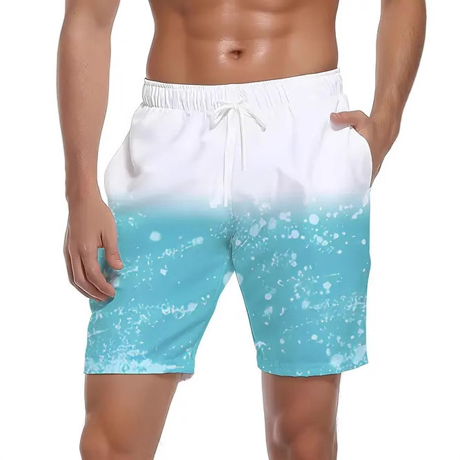 Summer Spring Men's Casual New 3D Printed Four-Way Stretch Straight Shorts Sports Cross-Border Factory Europe and America