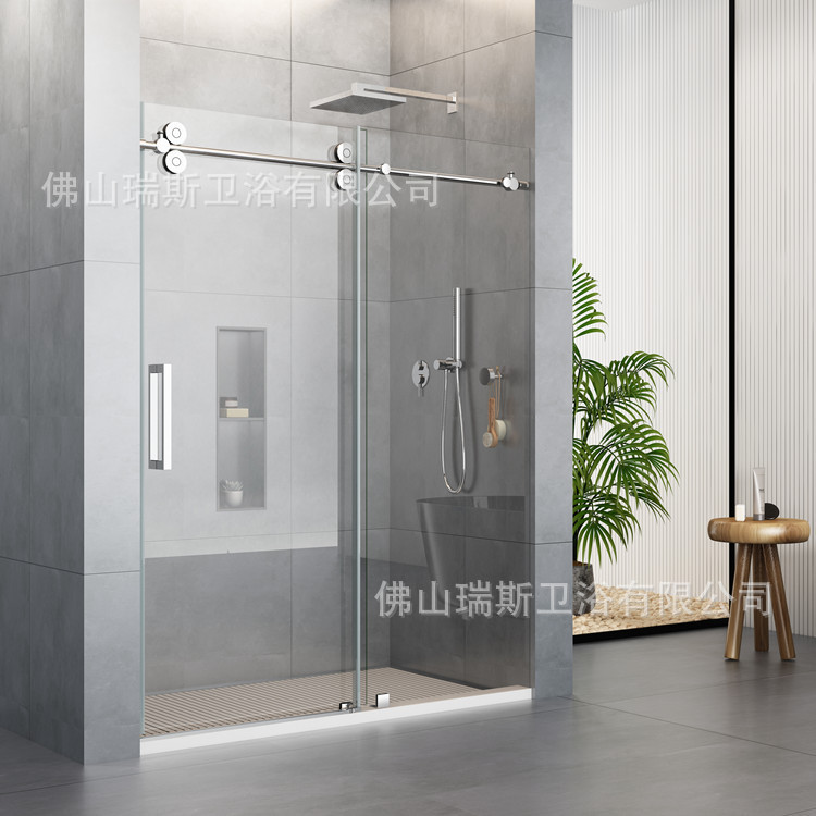 Wholesale bathroom frameless single sliding black shower door glass single sliding shower door Wholesale bathroom frameless single sliding black shower door glass single sliding shower door