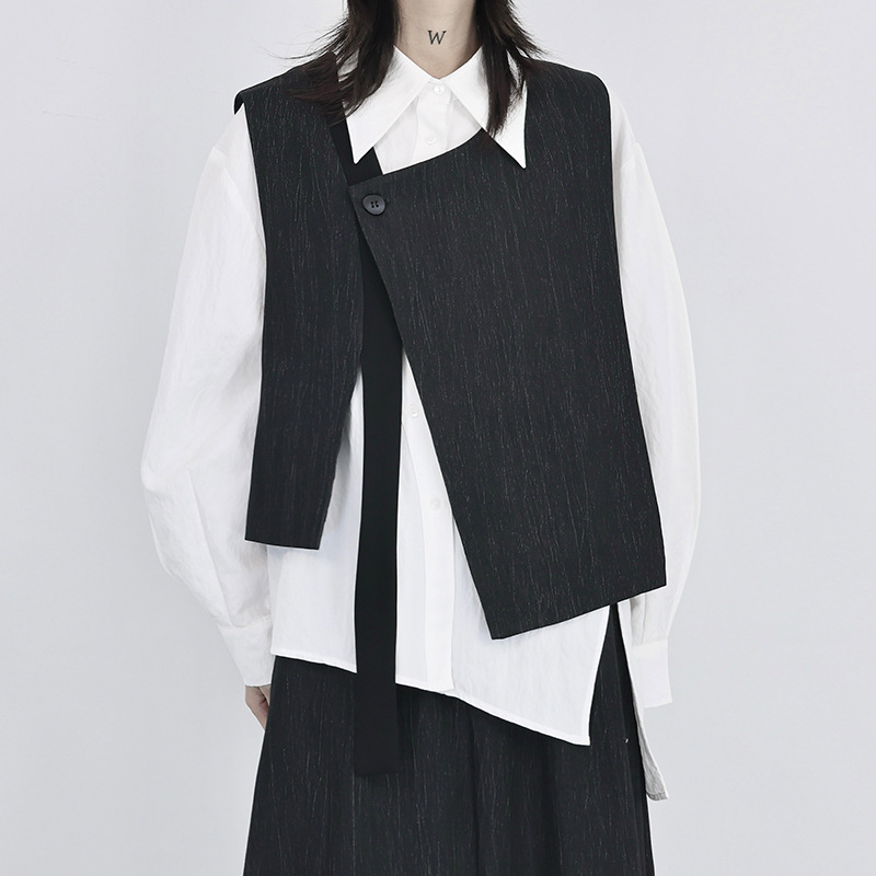 Unique Design by Yamamoto, Lazy Style, Fashionable and Personalized Vest for Women, Spring and Summer Stylist Sleeveless Jacket Vest