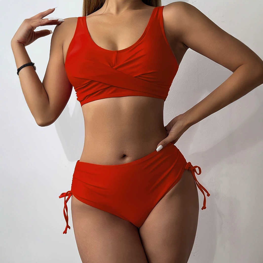 Разделенный купальник с цветной формой, sexy пояс, высокая талия, европейский стиль