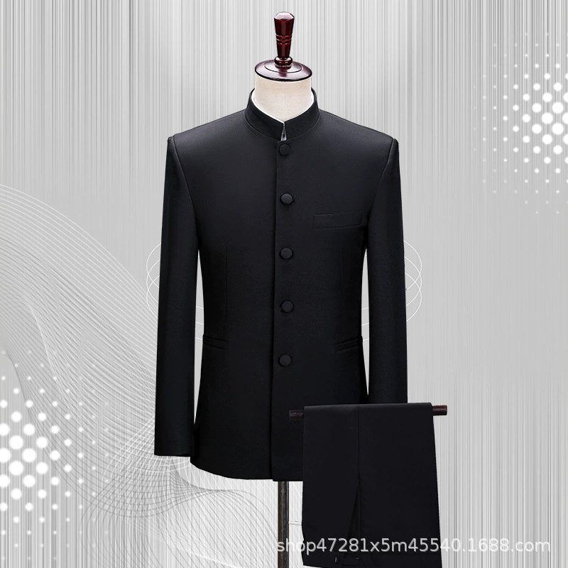 Китайский воротник стойка костюм Чжуншань Мужской взрослый костюм пожилых людей хор Тан костюм для выступлений костюм