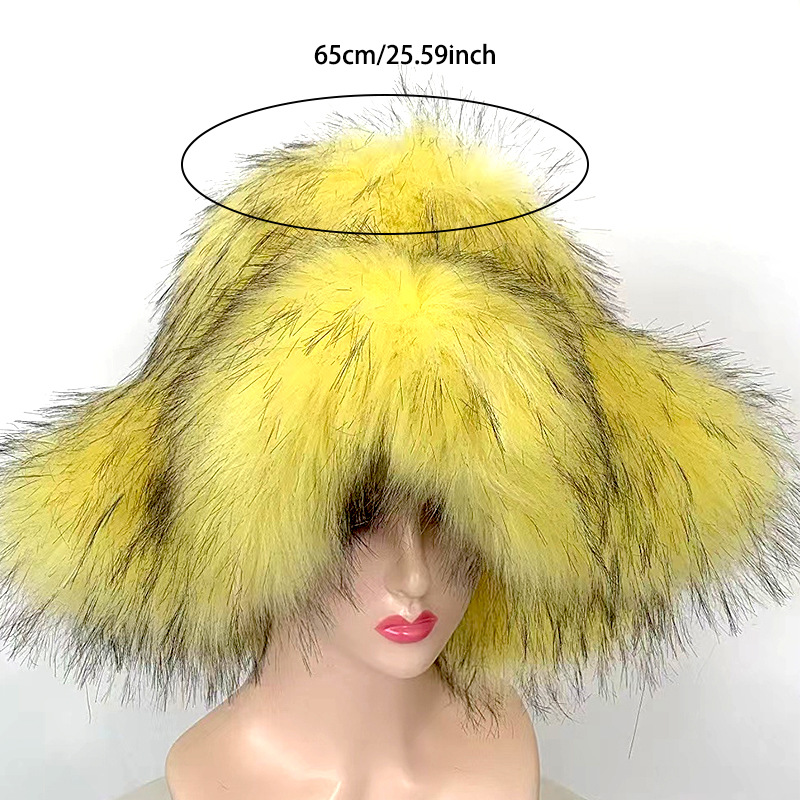 Faux Fur Bucket Hat With Wide Brim - Winter Warm Fashion Hat For Women, Soft & Cozy, Stylish & Trendy (Multiple Colors)_voghion.com