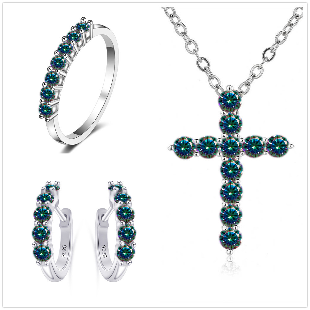 2.8CT Color Moissanite Set Sterling Silver S925 Set con Certificado GRA Over-Tested Pen Pen Ring Set