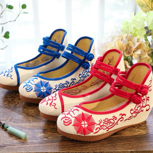 High heels, single shoes, wedge heels, thickened beef tendon sole cloth shoes, summer women's shoes, dropshipping