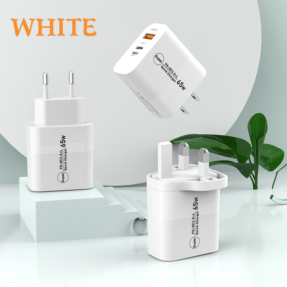 Fábrica directa estándar 65W carga inversa A + C + Lightning cabeza de carga súper rápida PD + QC3.0 cargador de teléfono móvil