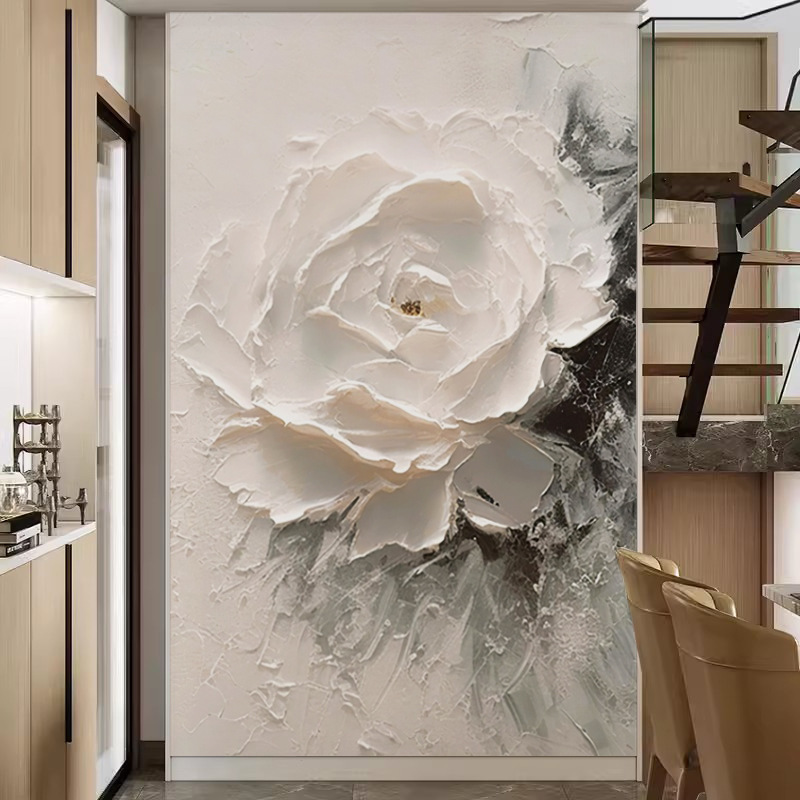Background Wall Wallpaper 3D Abstract Stereo Flower Entrance Decorative Painting Modern Living Room Background Wall Texture Mural