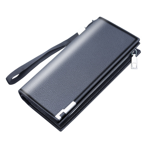 Zipper handbag, men's trendy brand, men's mobile phone bag, large capacity business long wallet, simple men's casual clutch bag