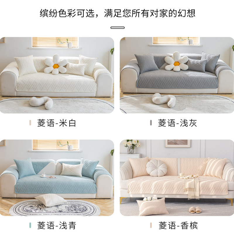 跨境专供奶油风加厚高克重全棉沙发垫2025新款四季通用一片式坐垫|undefined