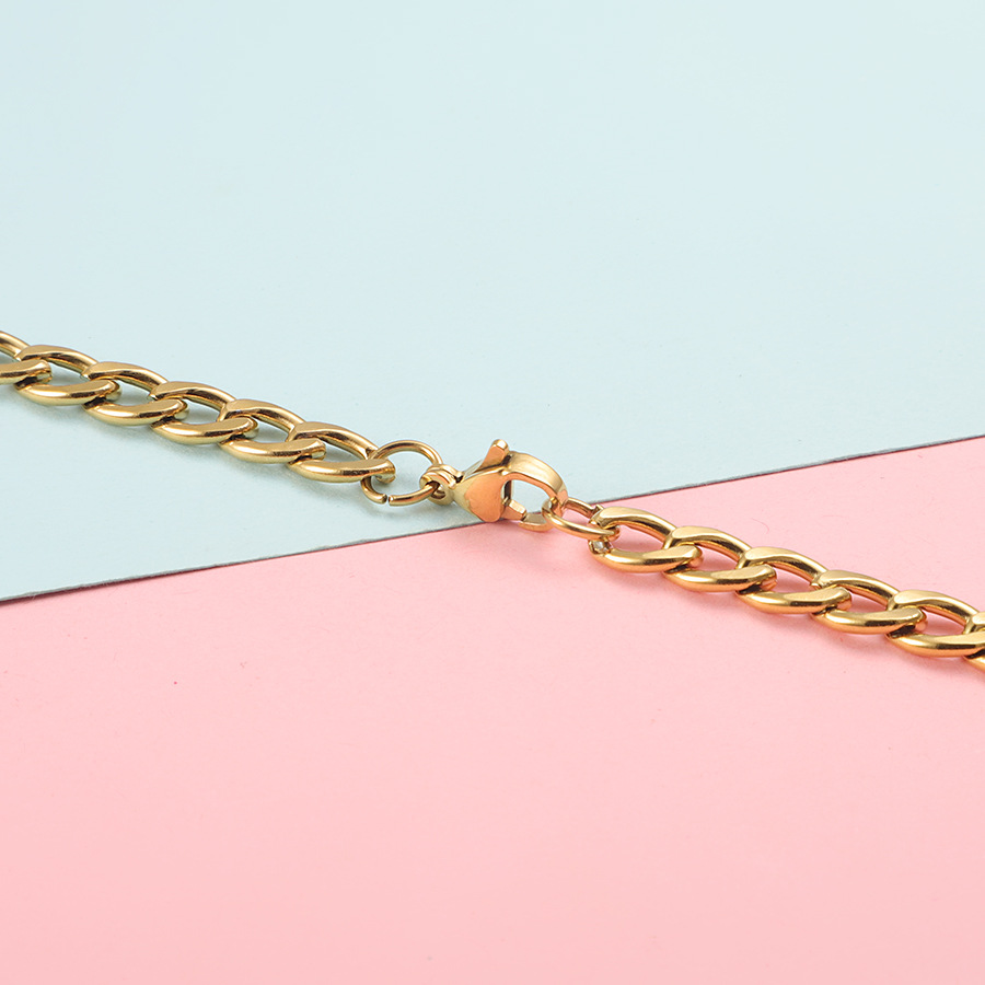 Collier cubain tendance en acier inoxydable pour homme, style hip-hop, chaîne simple à quatre anneaux, vente en gros de bijoux à faire soi-même._voghion.com