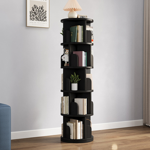 ♔ Solid Wood Rotating Bookshelf 360-Degree Bookcase Floor-Standing Kidsren's Storage Rack Removable Round Multi-Layer Living Room Home