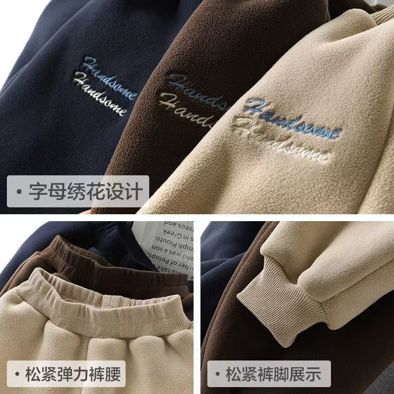 儿童加绒裤子一体绒秋冬款儿童冬装长裤宝宝冬季运动休闲卫裤