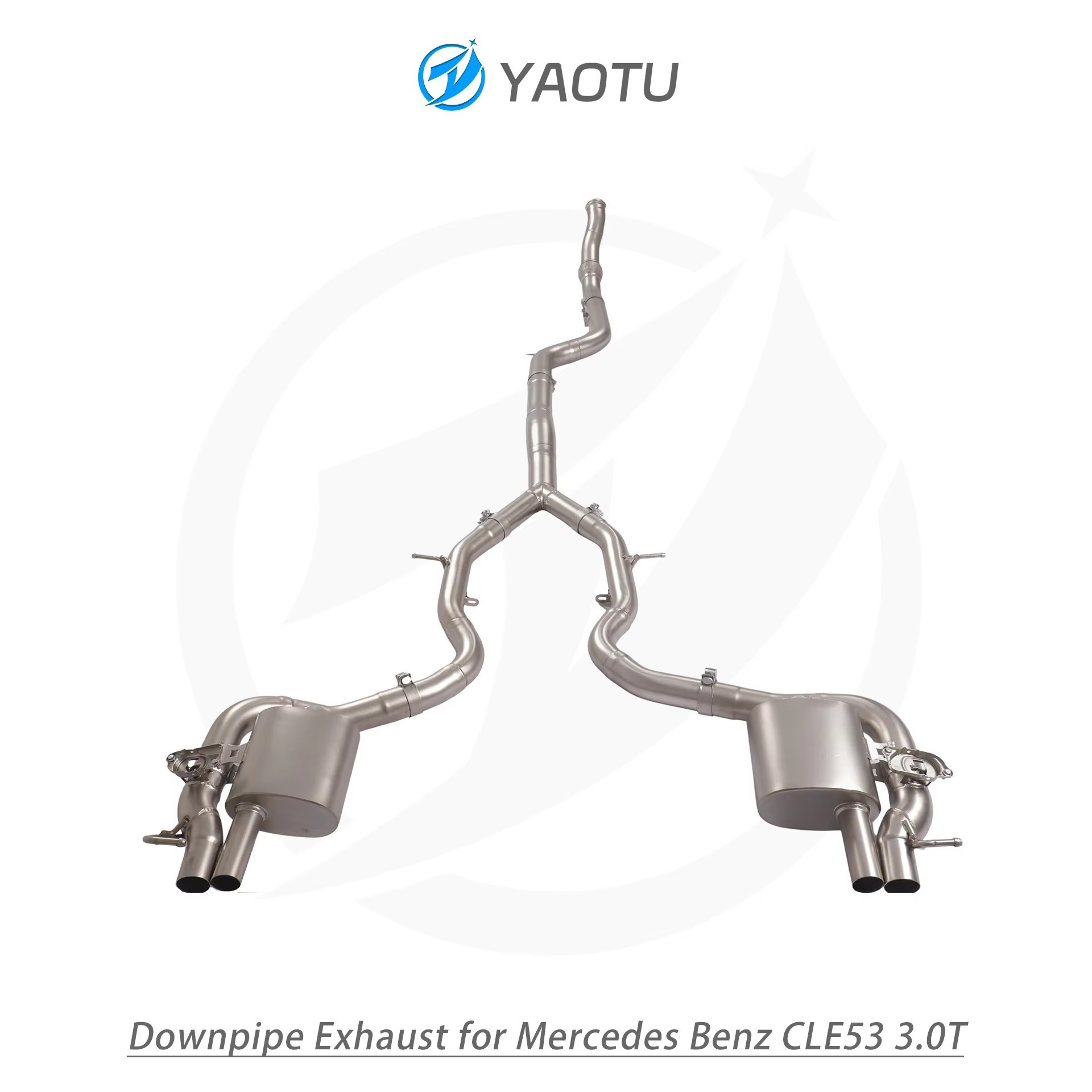 Suitable for Mercedes-Benz CLE53 3.0T, double-sided four-outlet (no tips) and dual-valve mid-tail section exhaust pipe