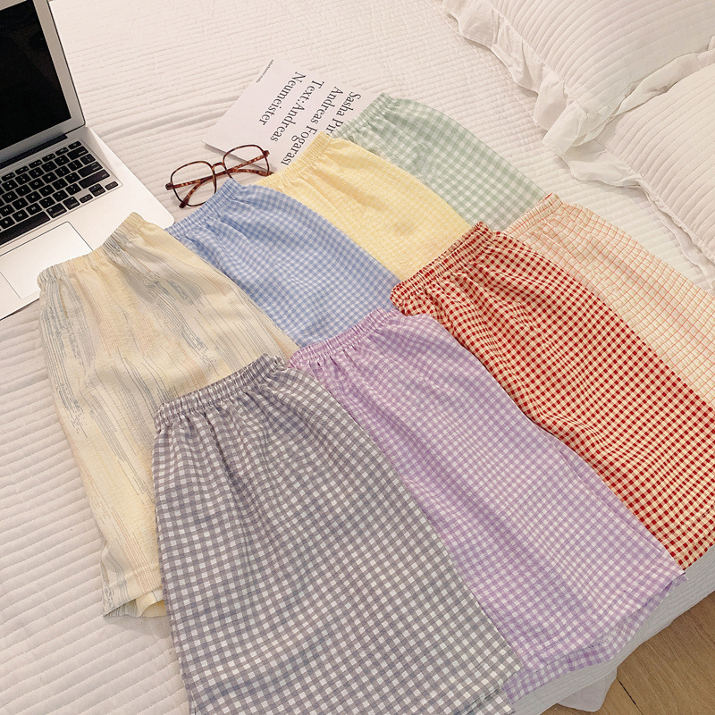 Summer New Arrival Walking Shorts Women's Pajama Pants Bubble Cotton Pajamas Pants Cute Girl Sweet Cartoon Home Pants
