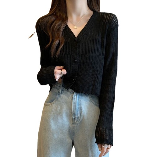 Pure desire wind ice silk knitted cardigan for women summer thin short shawl outer blouse sun protection jacket waistcoat top