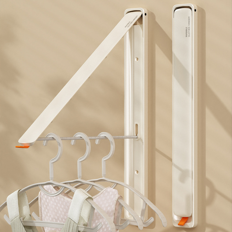Hole-free invisible clothes hanger wall-mounted folding bathroom clothes hanger window balcony hotel storage artifact