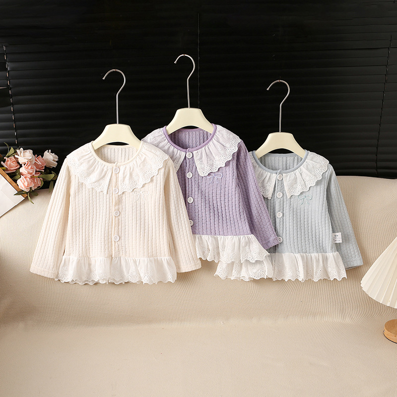 New Spring/Autumn Style Stylish Lace Peter Pan Collar Cardigan for Girls