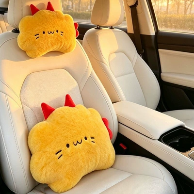 waist-protecting pillow, cartoon car seat – Headrest - xiaohongshus-same-model-little-yellow-shrimp-headrest-1-lumbar-support-1