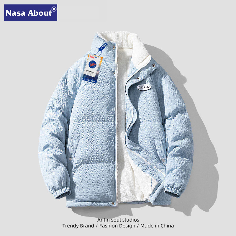 Nombre CONJUNTO DE LA NASA Marca de moda estadounidense engrosada collar de pie abrigo de algodón acolchado abrigo de invierno de los hombres cálido abrigo de algodón acolchado pareja abrigo de pan de las mujeres
