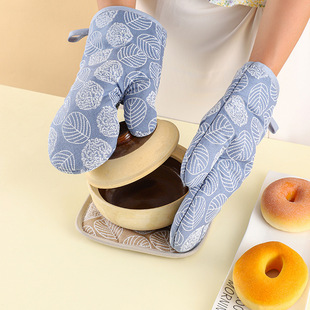 Thickened Heat Insulation Gloves Oven Baking Polyester Cotton Wear-resistant Microwave Gloves Kitchen Anti-scalding Gloves Mat suit